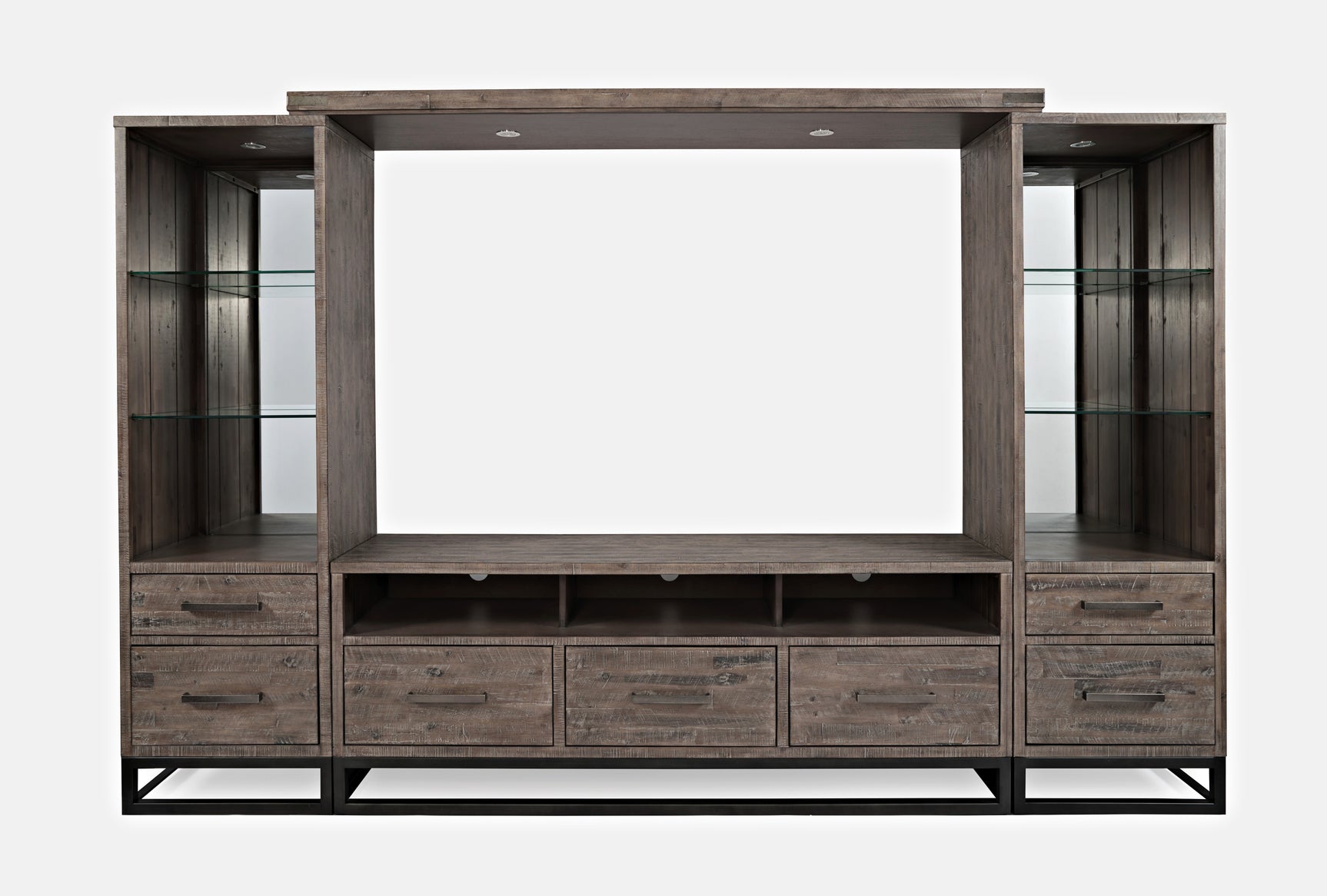 East Hampton Distressed Grey Entertainment Wall - Ornate Home