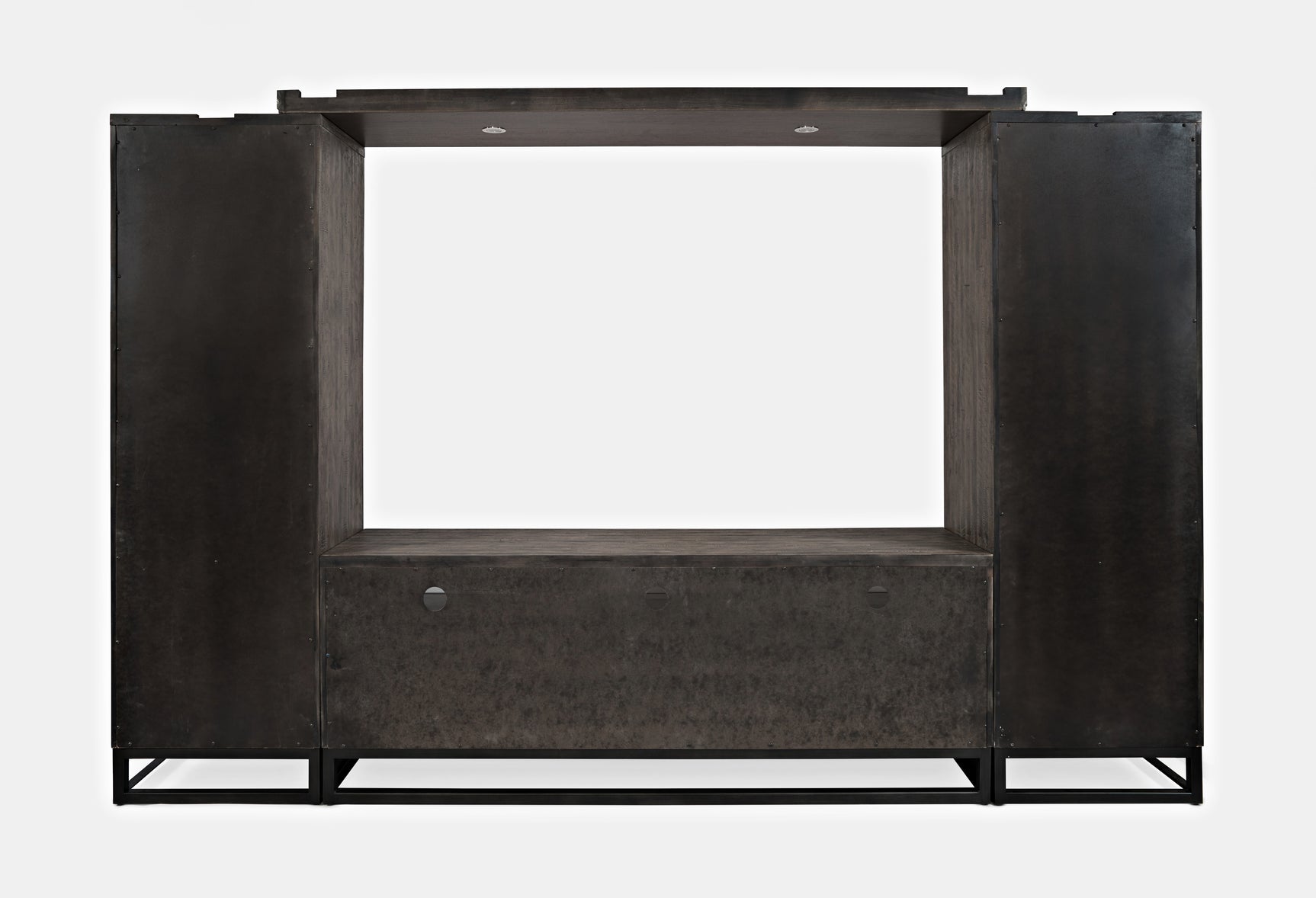 East Hampton Distressed Grey Entertainment Wall - Ornate Home