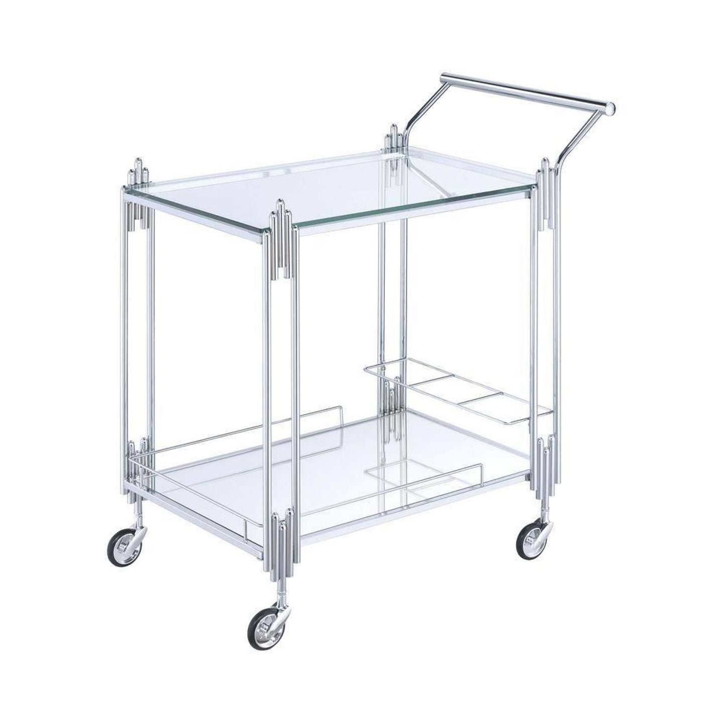 Ebba Chrome Metal Serving Cart - Ornate Home