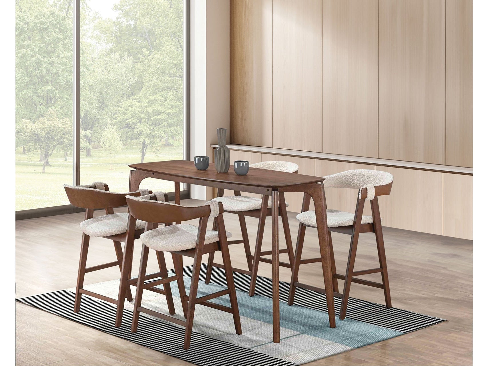 Ebikon Walnut 5 Pc. Counter Height Set - Ornate Home