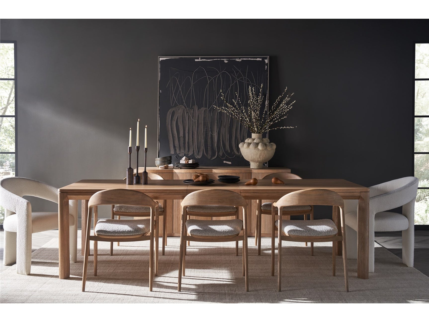 Echo Natural Oak/Medina Pebble Dining Arm Chair - Ornate Home
