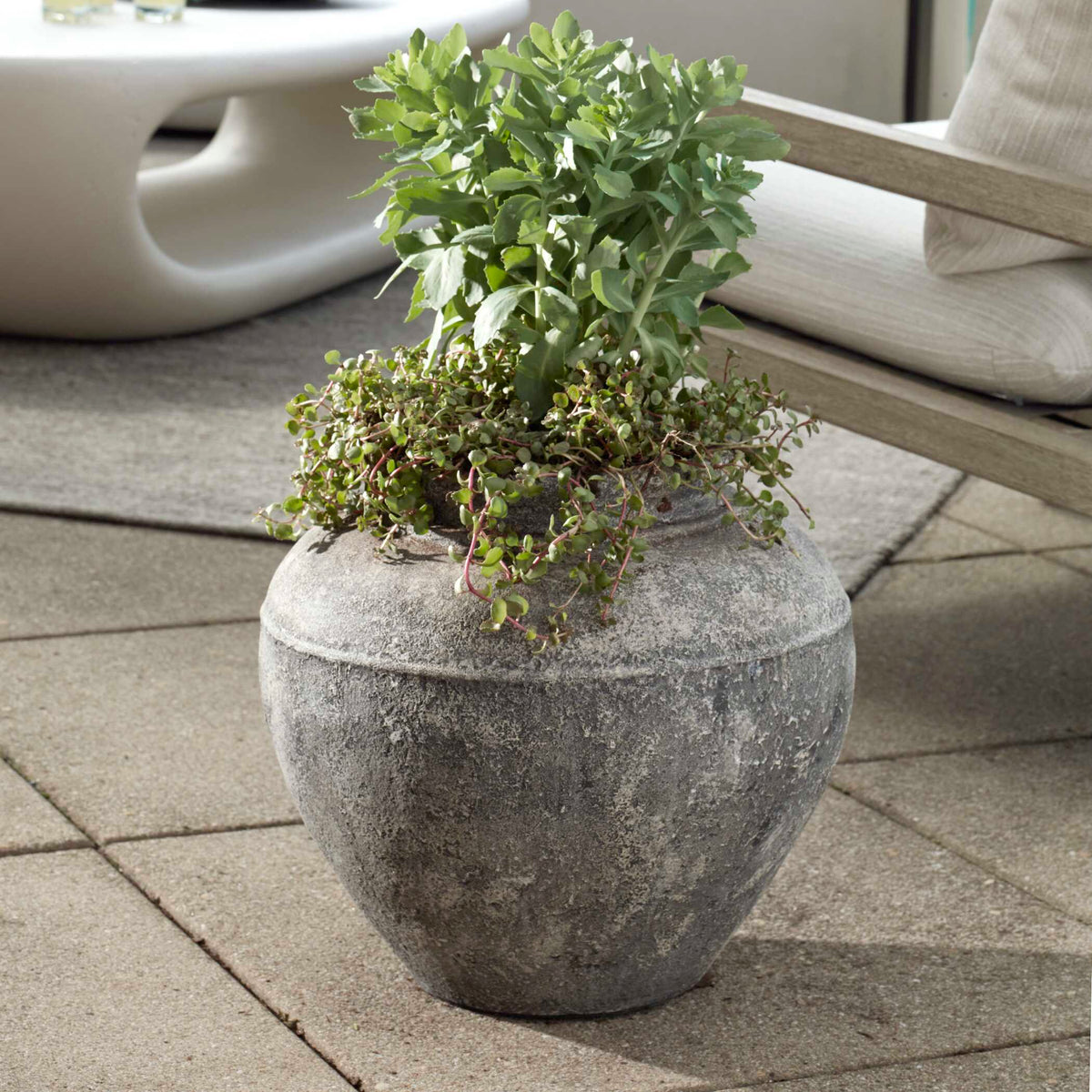 Echoes Of Time Black/White Concrete Outdoor Planter - Ornate Home