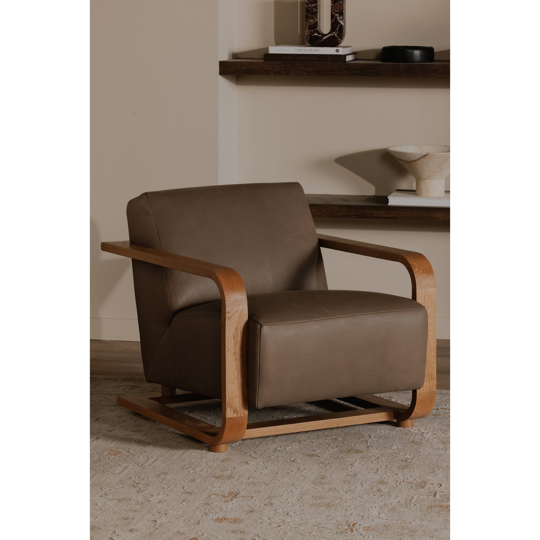 Eckersley Cool Brown Leather Lounge Chair - Ornate Home