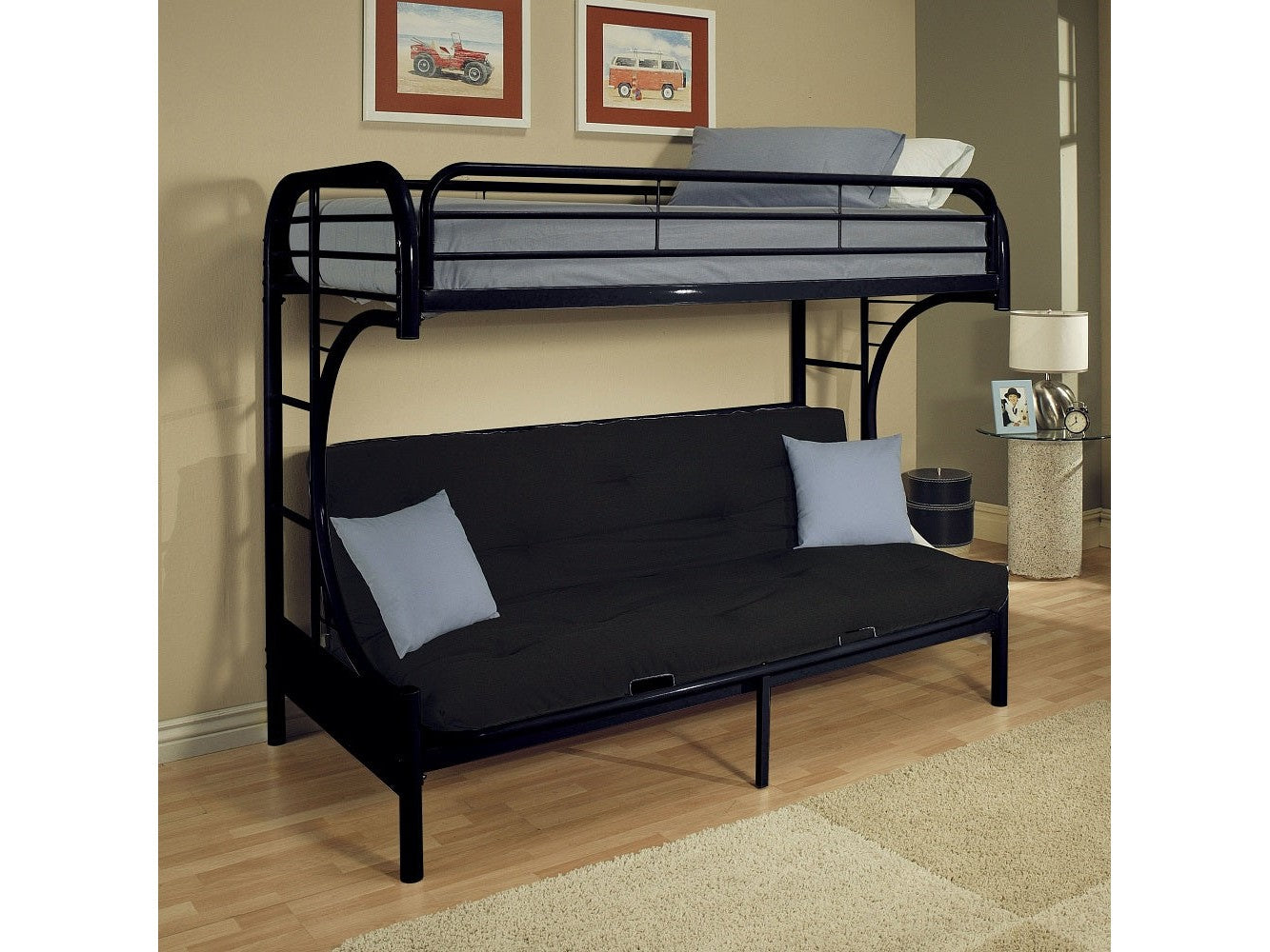 Eclipse Black Bunk Bed (Twin XL/Queen/Futon) - Ornate Home