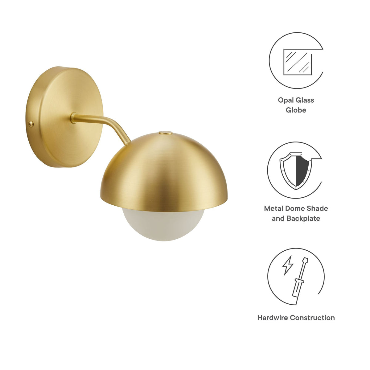 Eclipse Brass Globe Wall Sconce - Ornate Home