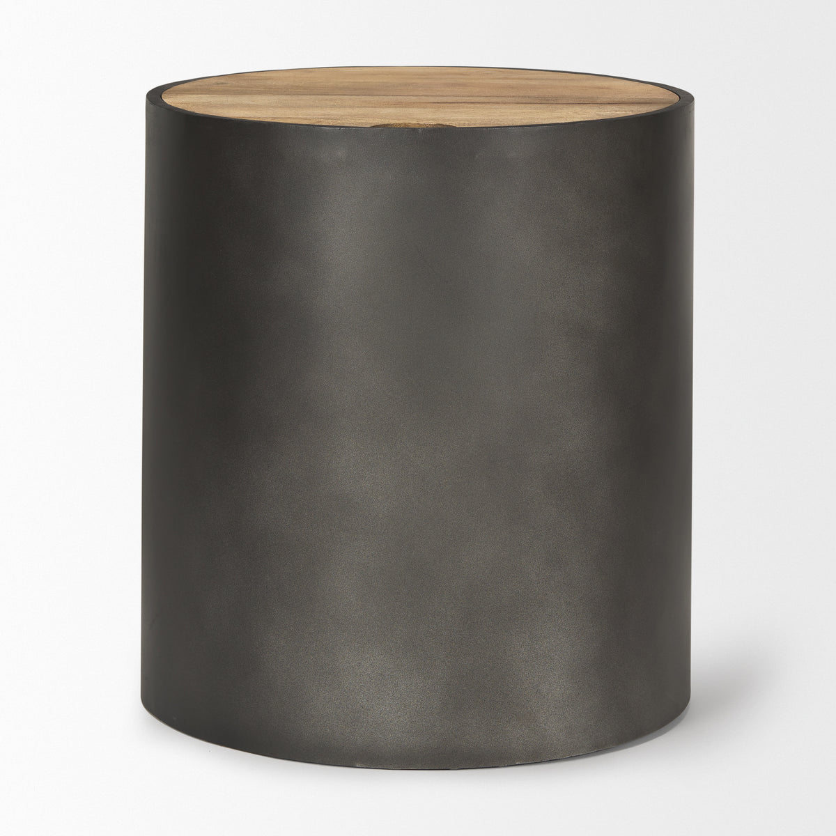 Eclipse Gunmetal Gray/Brown Drum Base End/Side Table - Ornate Home