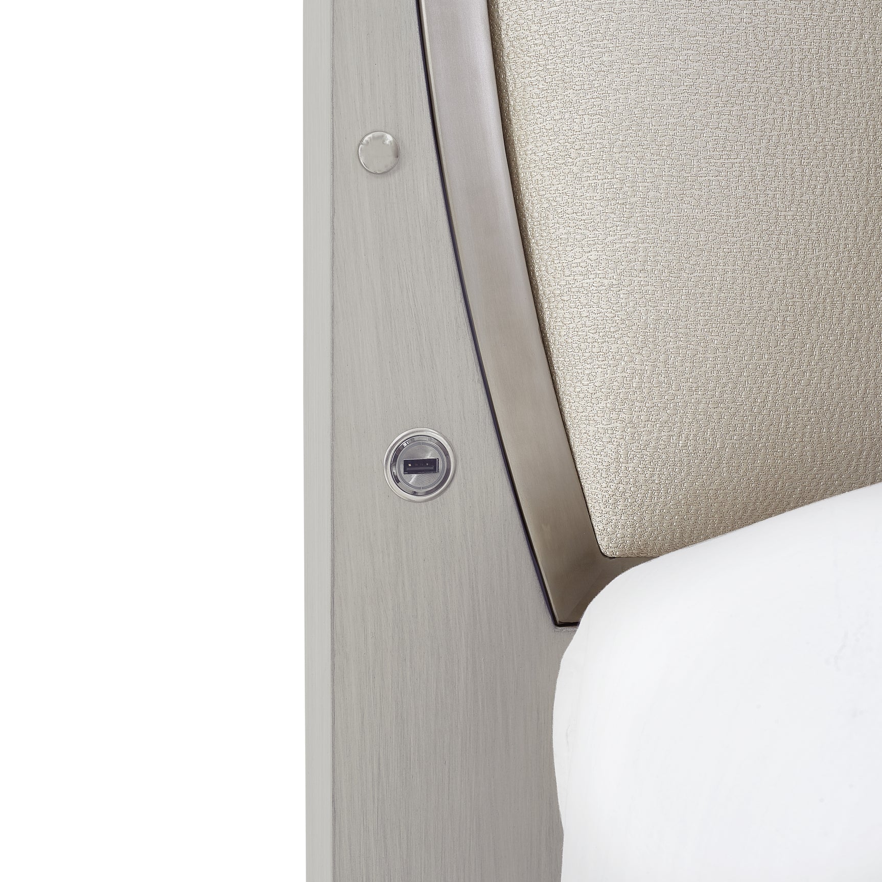 Eclipse Moonlight/Ivory Upholstered Bed with LED Lights - Ornate Home