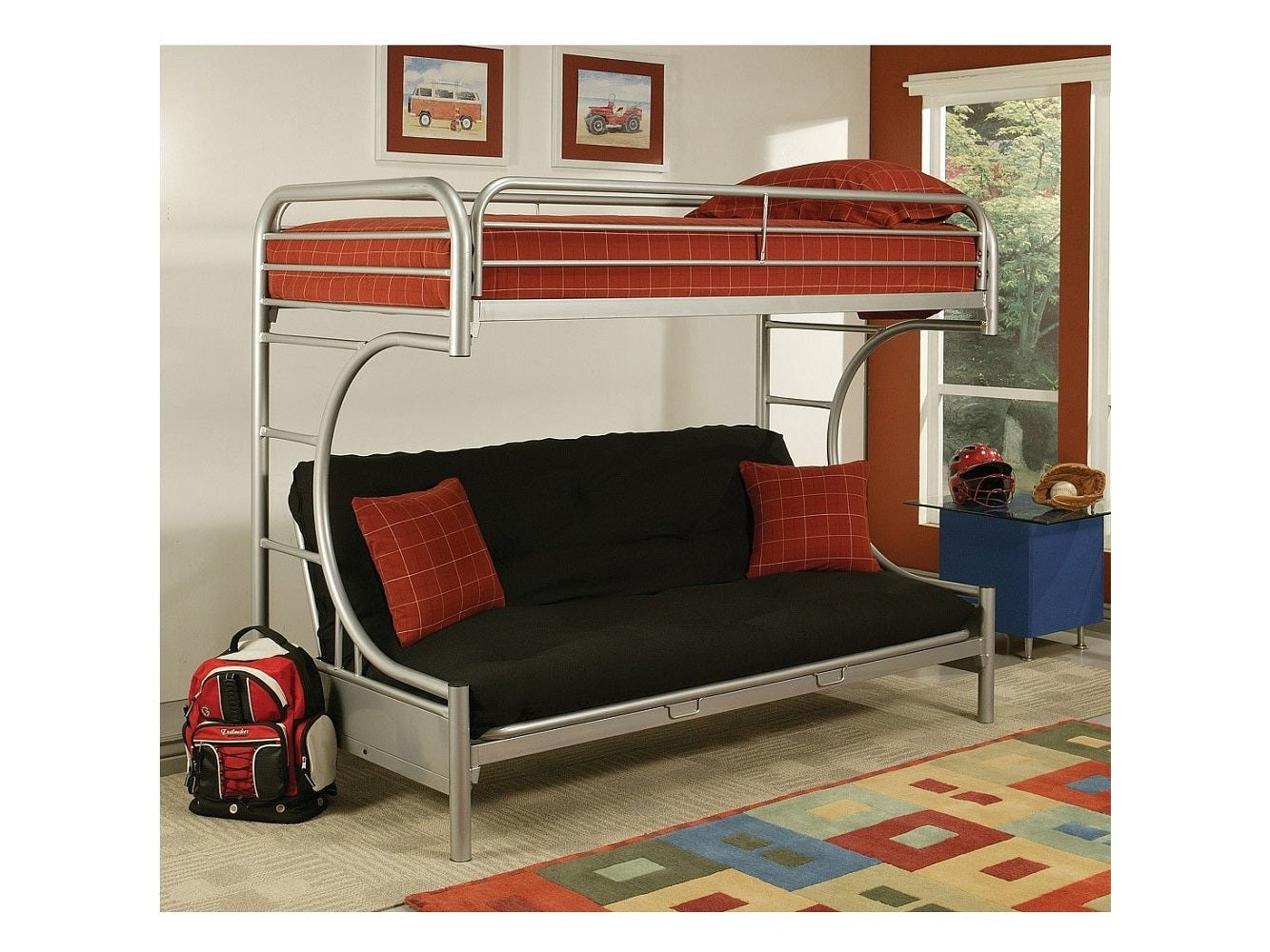 Eclipse Silver Bunk Bed (Twin XL/Queen/Futon) - Ornate Home