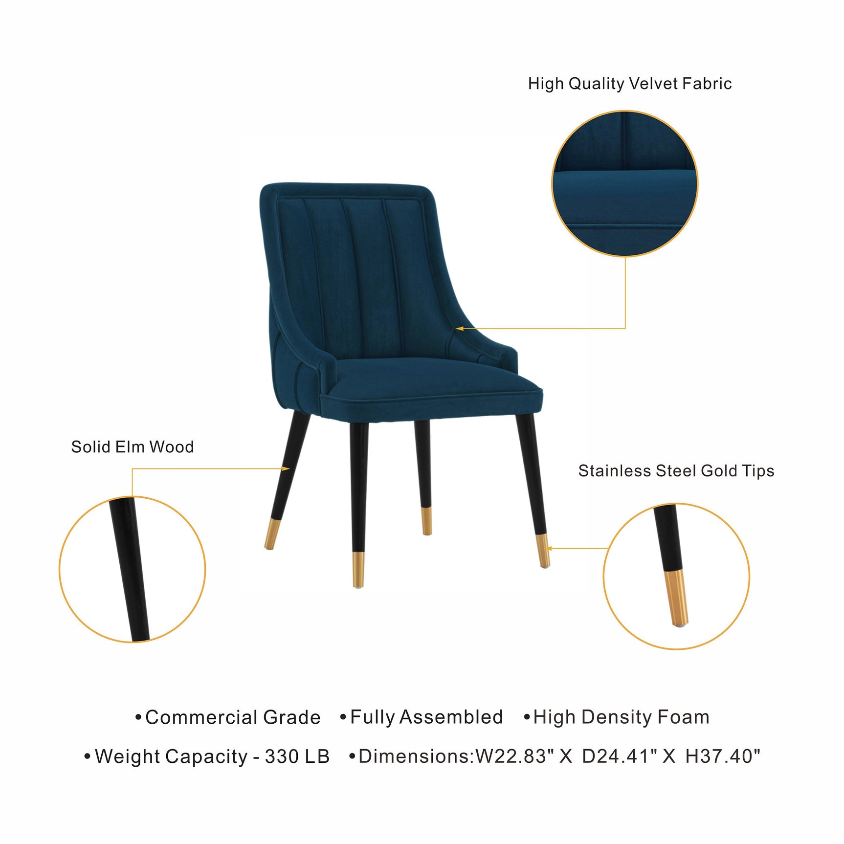 Eda Dining Chair in Midnight Blue - Ornate Home