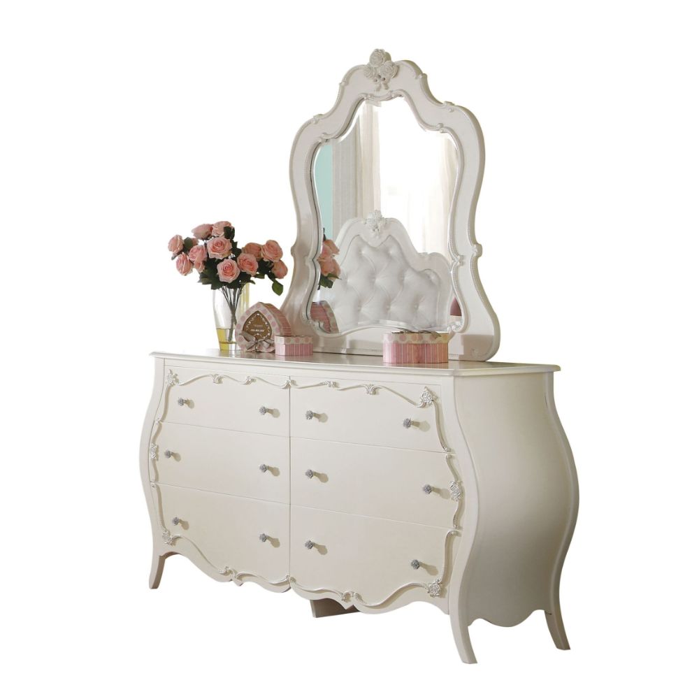 Edalene Pearl White Mirror - Ornate Home