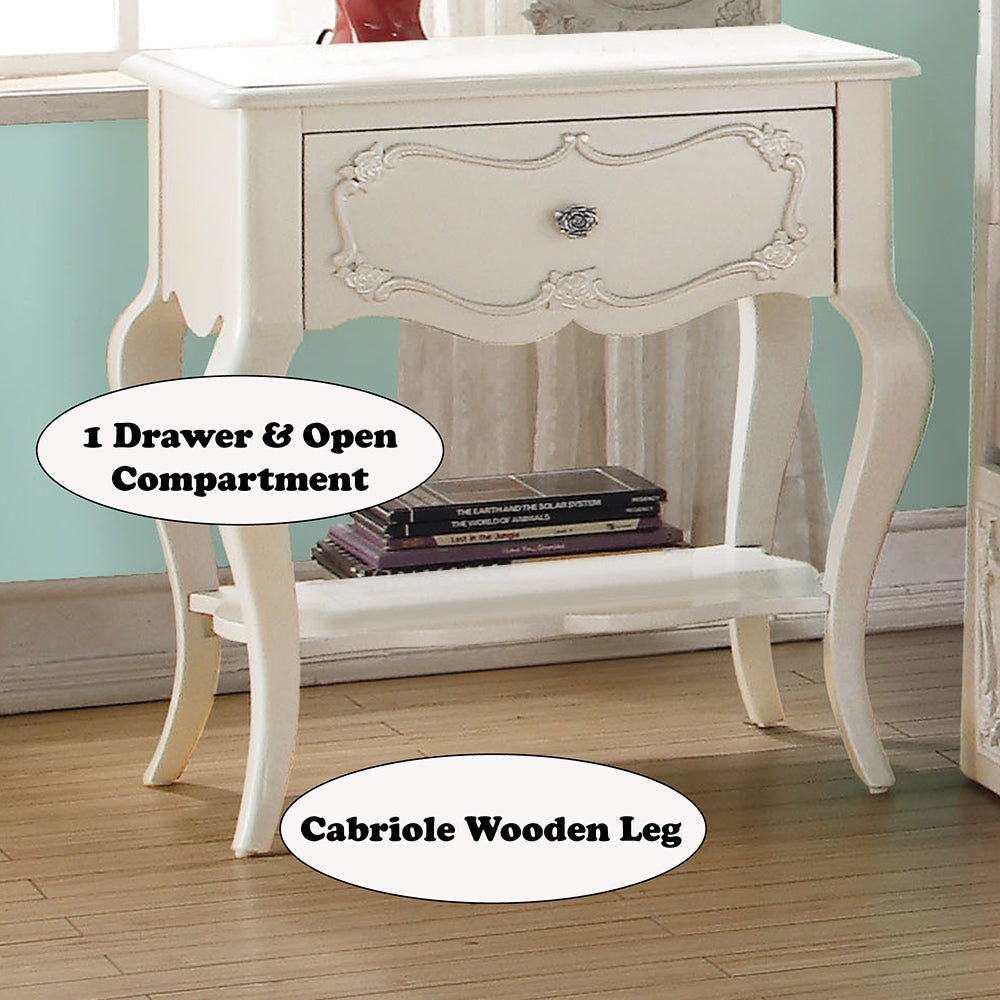 Edalene Pearl White Nightstand - Ornate Home