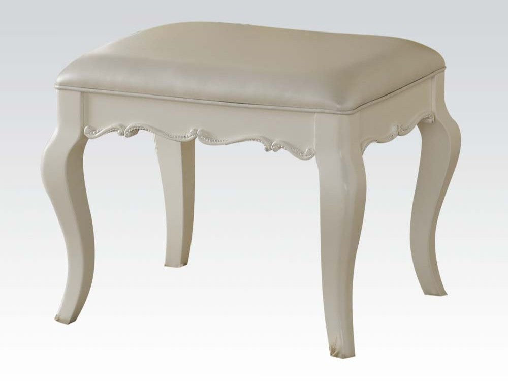 Edalene Vanity Bench in Pearl White - Ornate Home