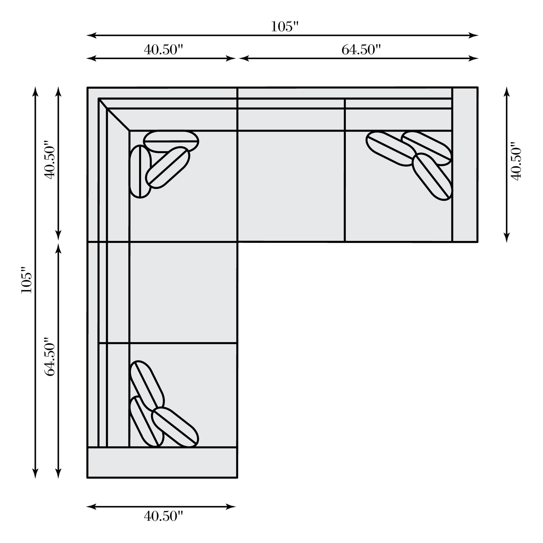 Eden Grey Fabric Sectional (3 Piece) - Ornate Home