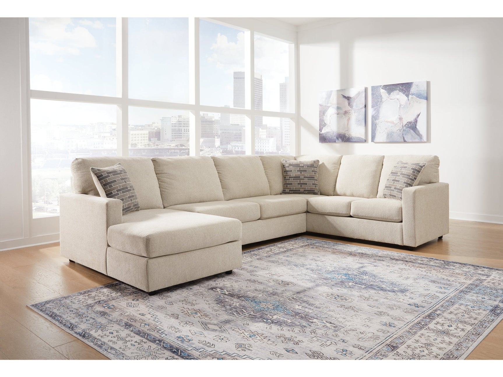 Edenfield Linen 3-Piece Sectional with Chaise (Online Special Price) - Ornate Home