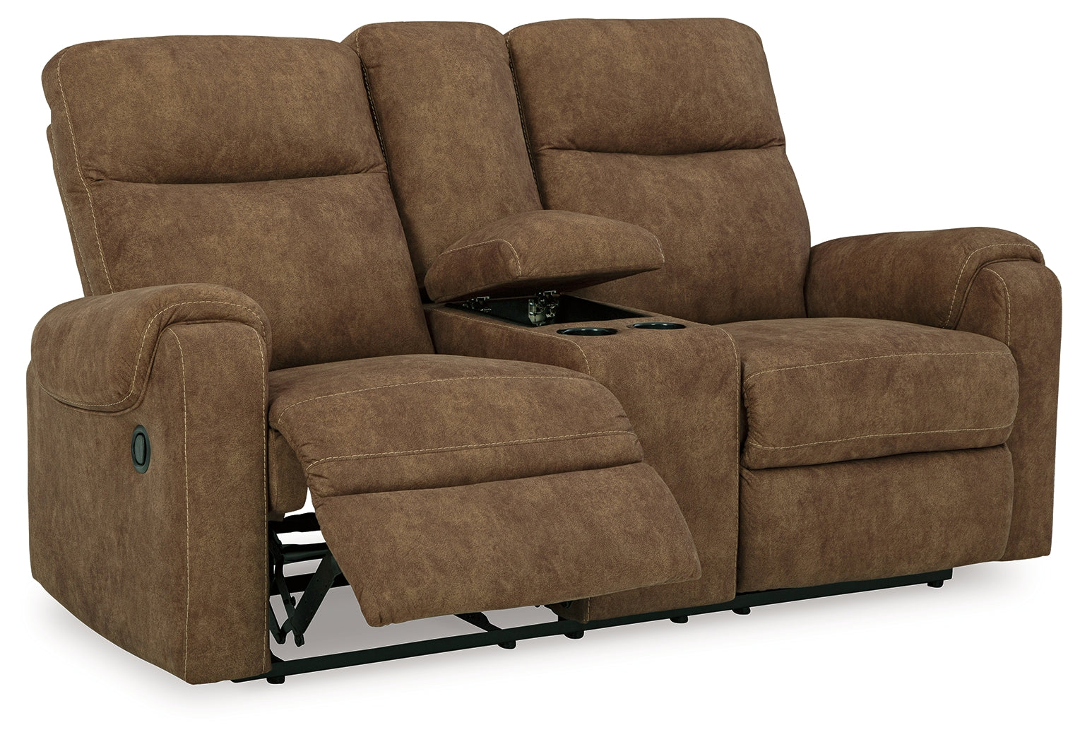 Edenwold Brown Reclining Loveseat with Console - Ornate Home