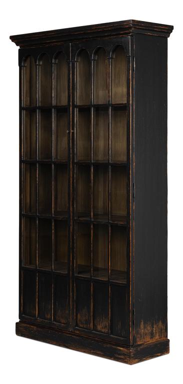 Edgar Allan Black Glass Bookcase - Ornate Home