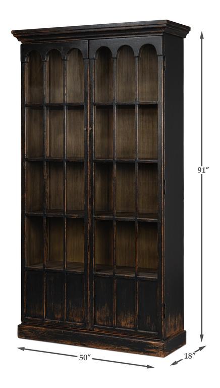 Edgar Allan Black Glass Bookcase - Ornate Home