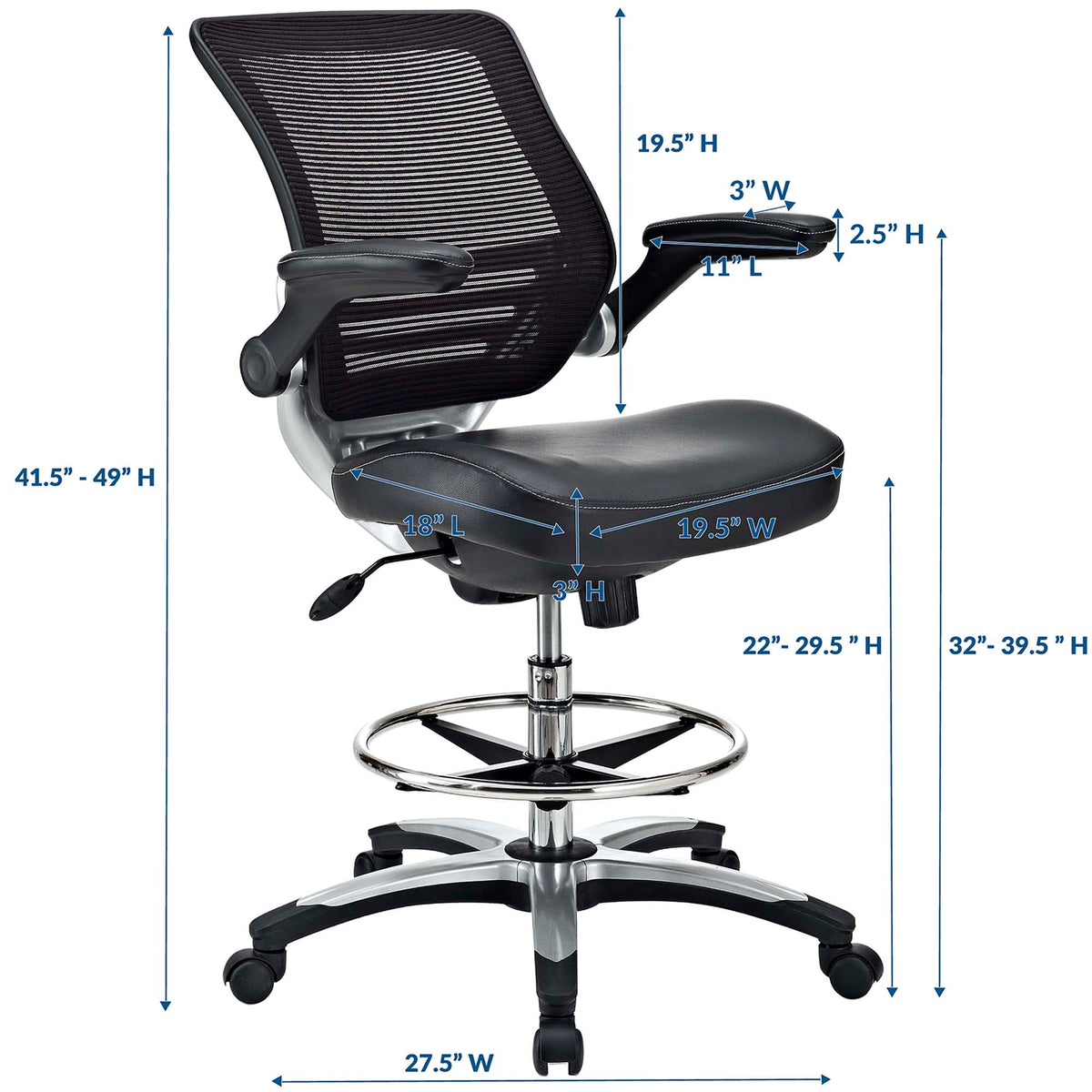 Edge Black Drafting Chair - Ornate Home
