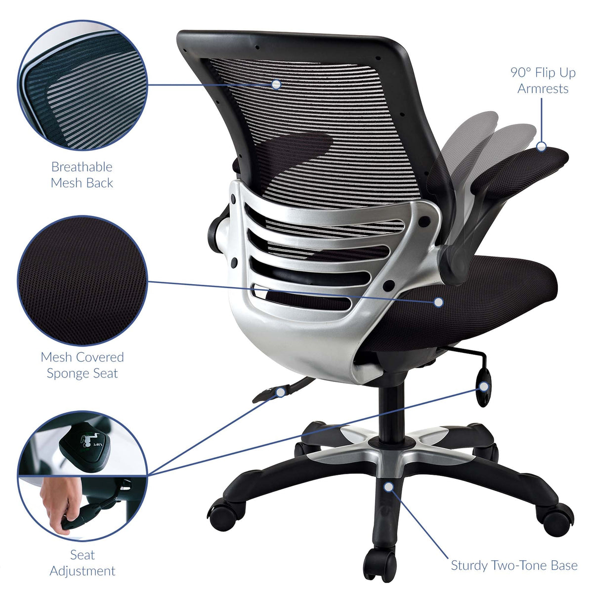 Edge Black Mesh Office Chair - Ornate Home