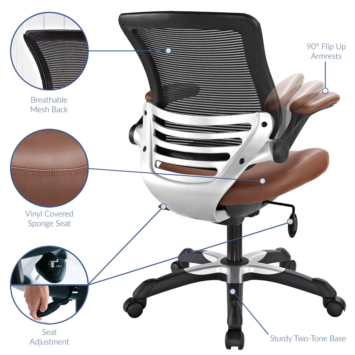 Edge Tan Vinyl Office Chair - Ornate Home