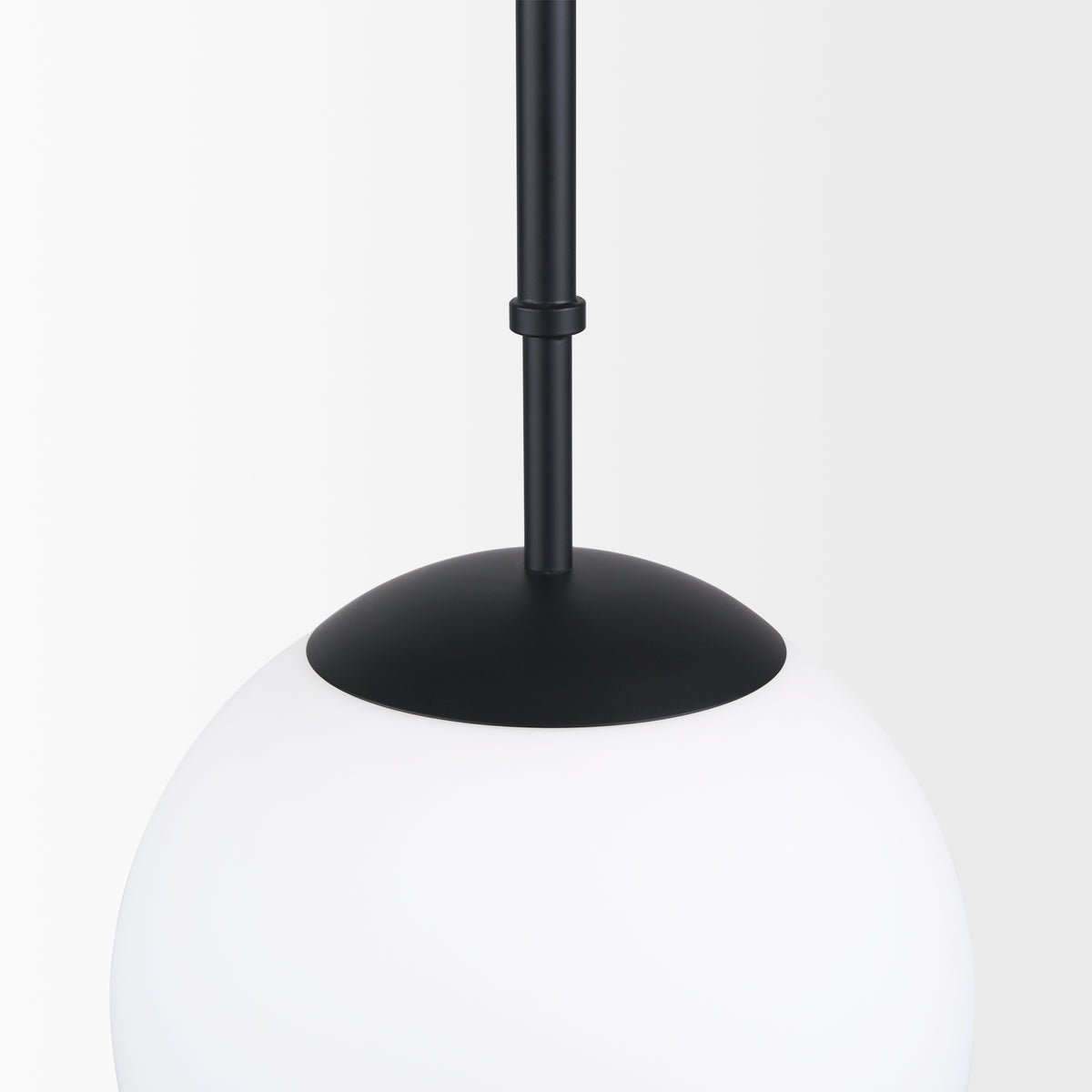 Edie Matte Black Metal with Frosted Glass Globe 1-Light Pendant - Ornate Home