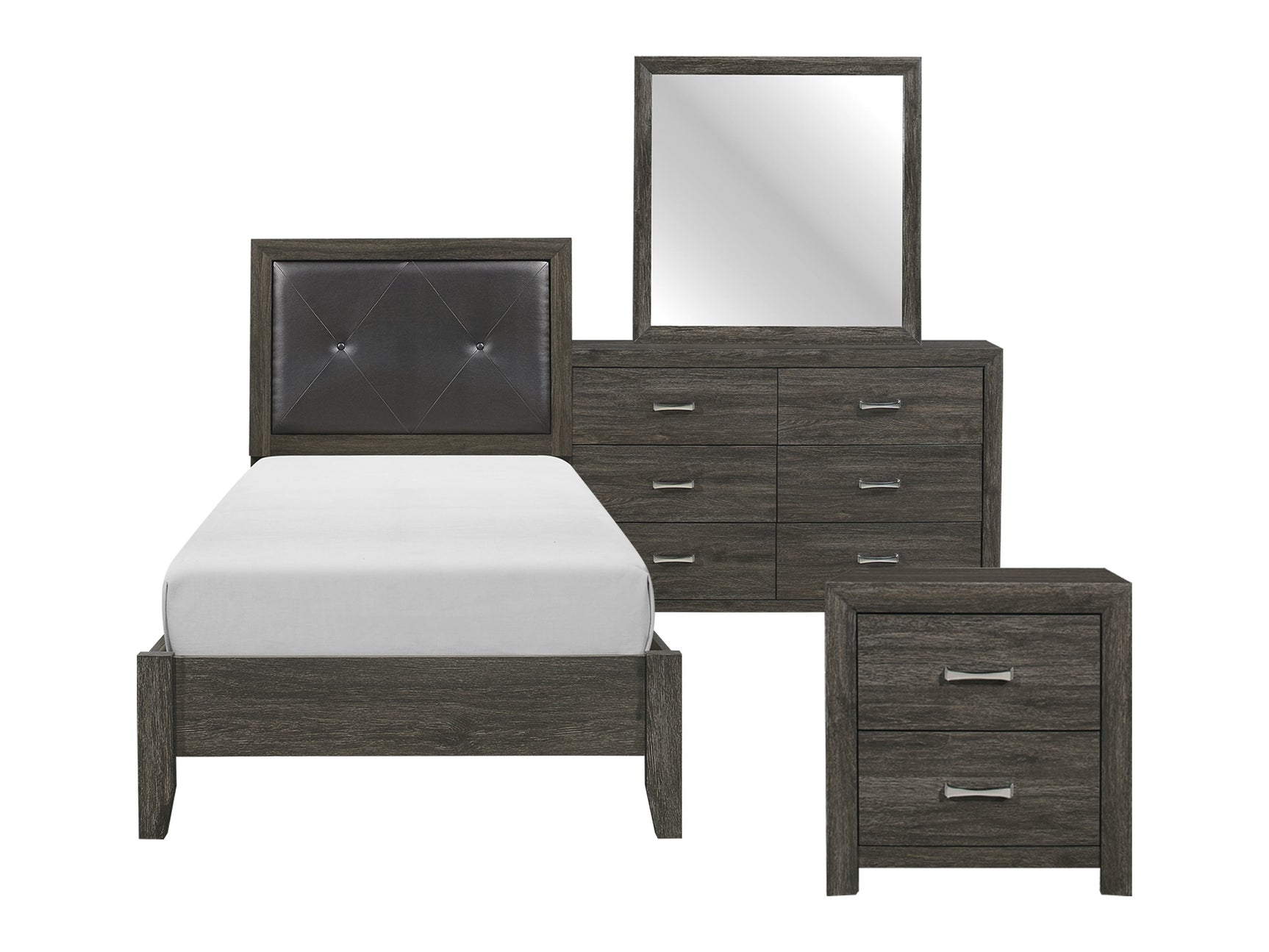 Edina Dark Gray 4-piece Twin Bedroom Set - Ornate Home