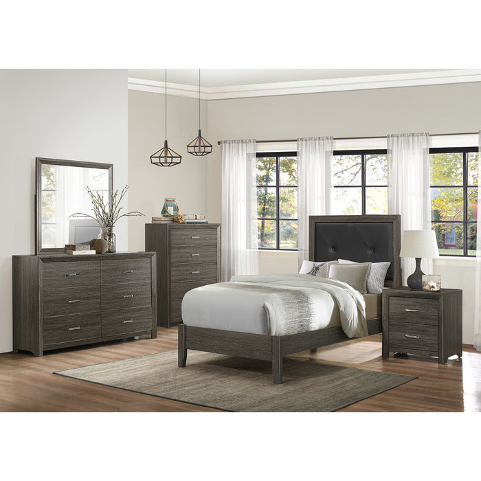 Edina Dark Gray/Black Twin Bed - Ornate Home