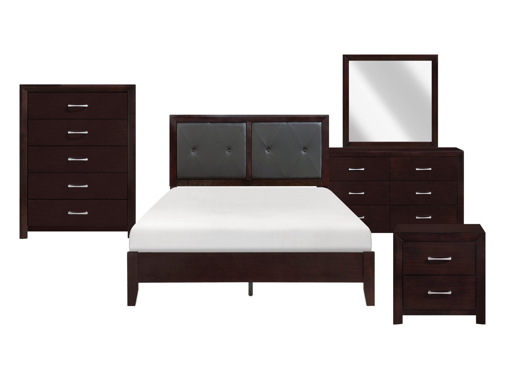 Edina Espresso/Black 5-Piece Queen Bedroom Set - Ornate Home