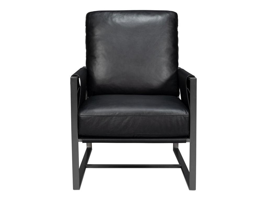 Edmonds Black Distilled Leather Chair - Ornate Home