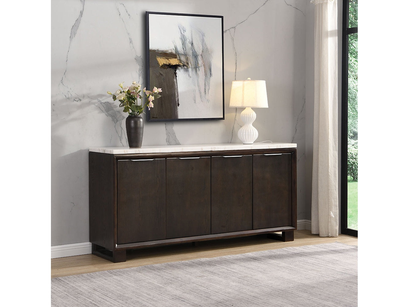 Edwyn Espresso Server w/Marble Top - Ornate Home