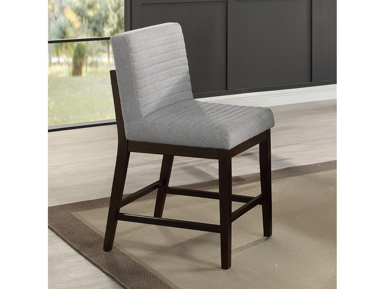 Edwyn Gray Linen & Espresso Counter Height Chair (Set of 2) - Ornate Home