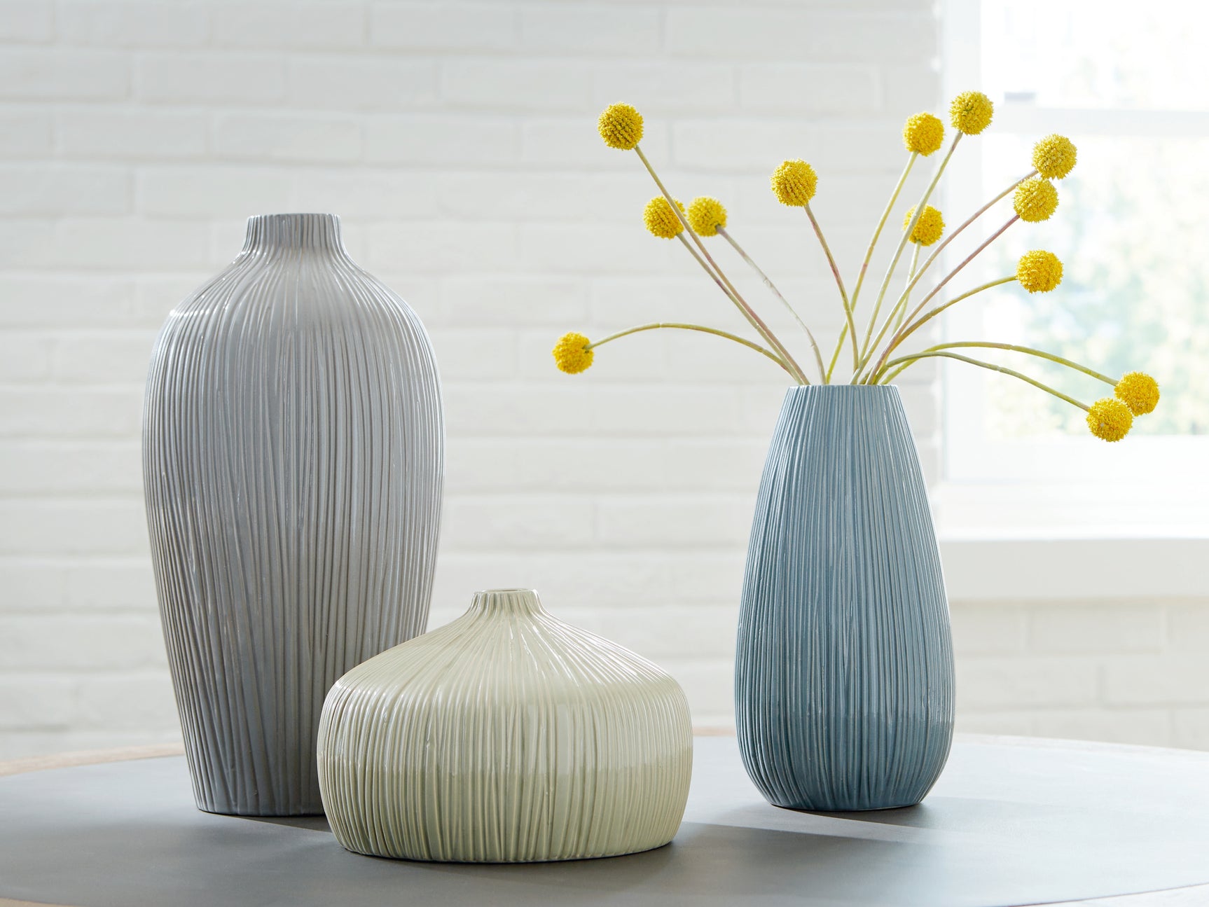 Eiderman Gray/Blue/Green Vase (Set of 3) - Ornate Home