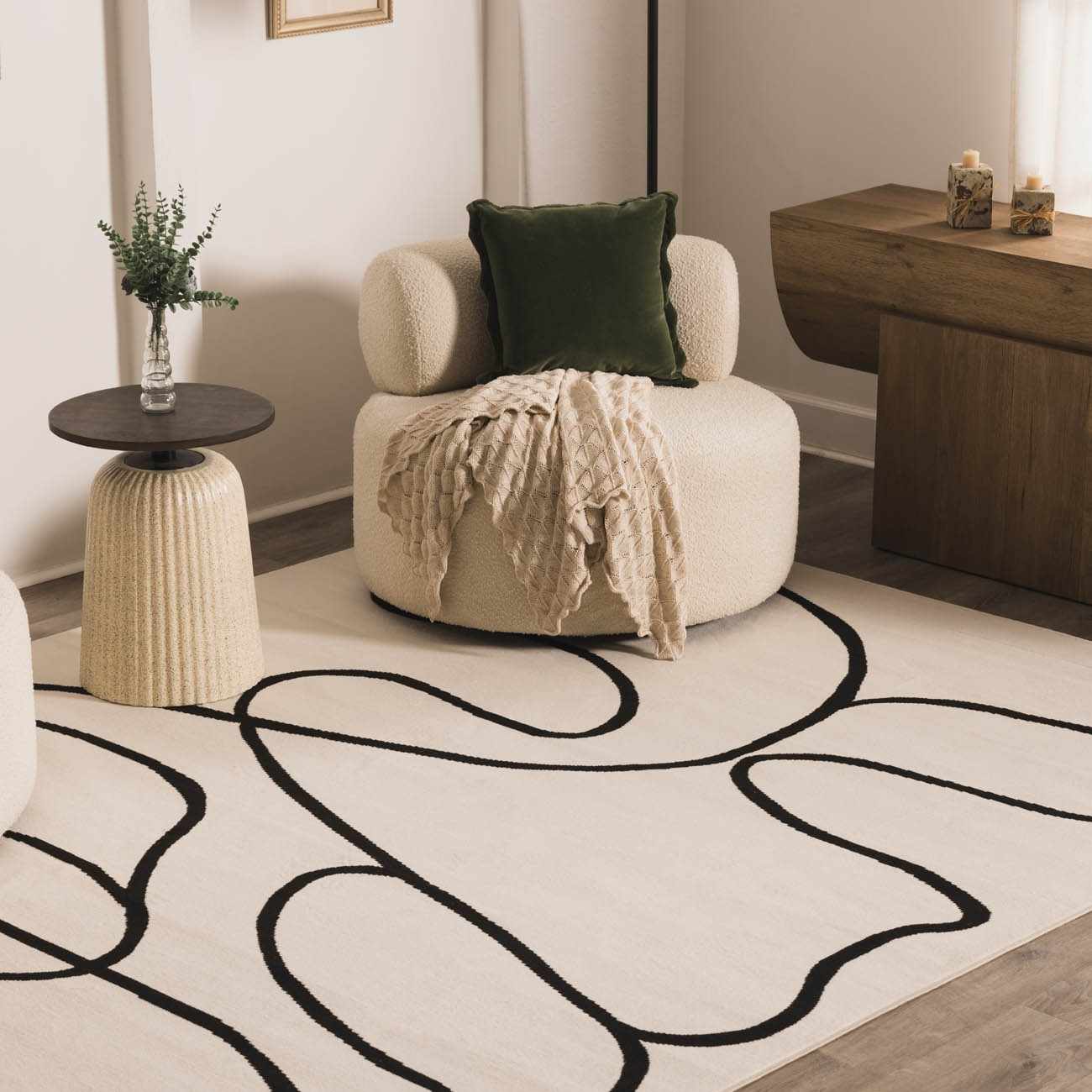 Eilir Modern Low Profile Boho Rug - Ornate Home