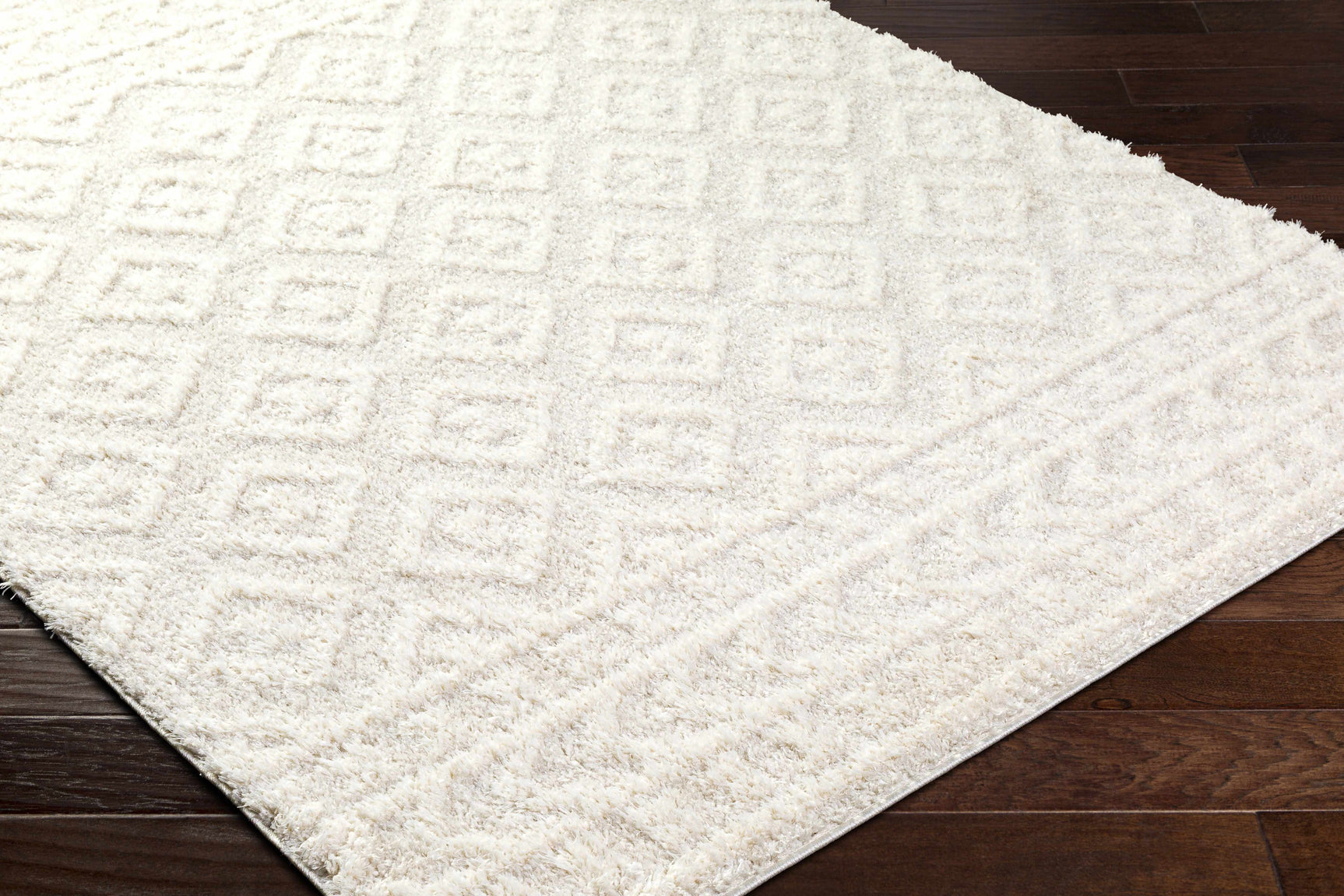 Eivin Cream Diamonds Plush Rug - Ornate Home