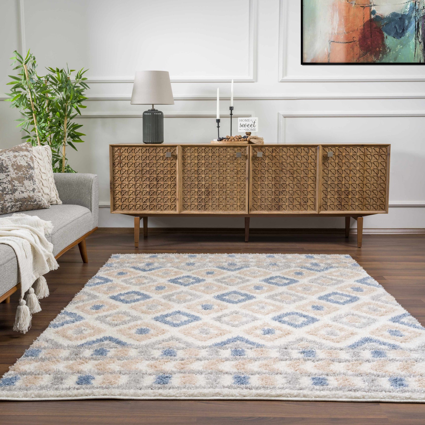 Eivin Pink & Blue Area Rug - Clearance - Ornate Home