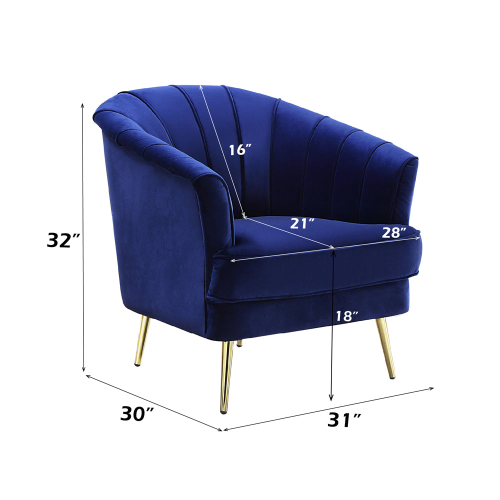 Eivor Chair Navy Blue w/ Gold Legs - Ornate Home