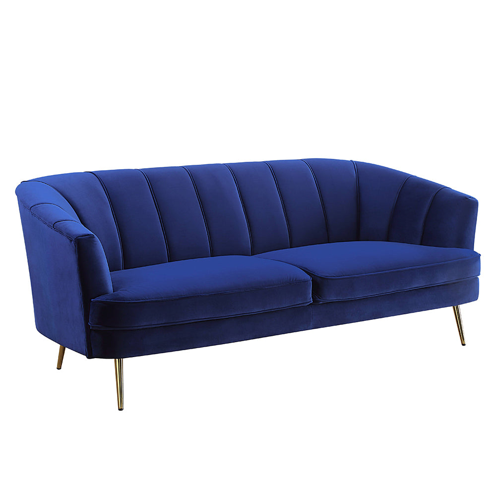 Eivor Sofa Navy Blue w/ Gold Legs - Ornate Home