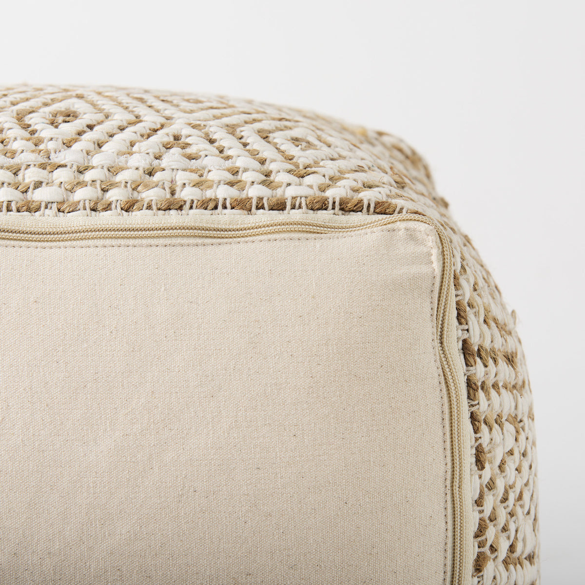 Ekani Cream/Beige Cotton Pouf - Ornate Home
