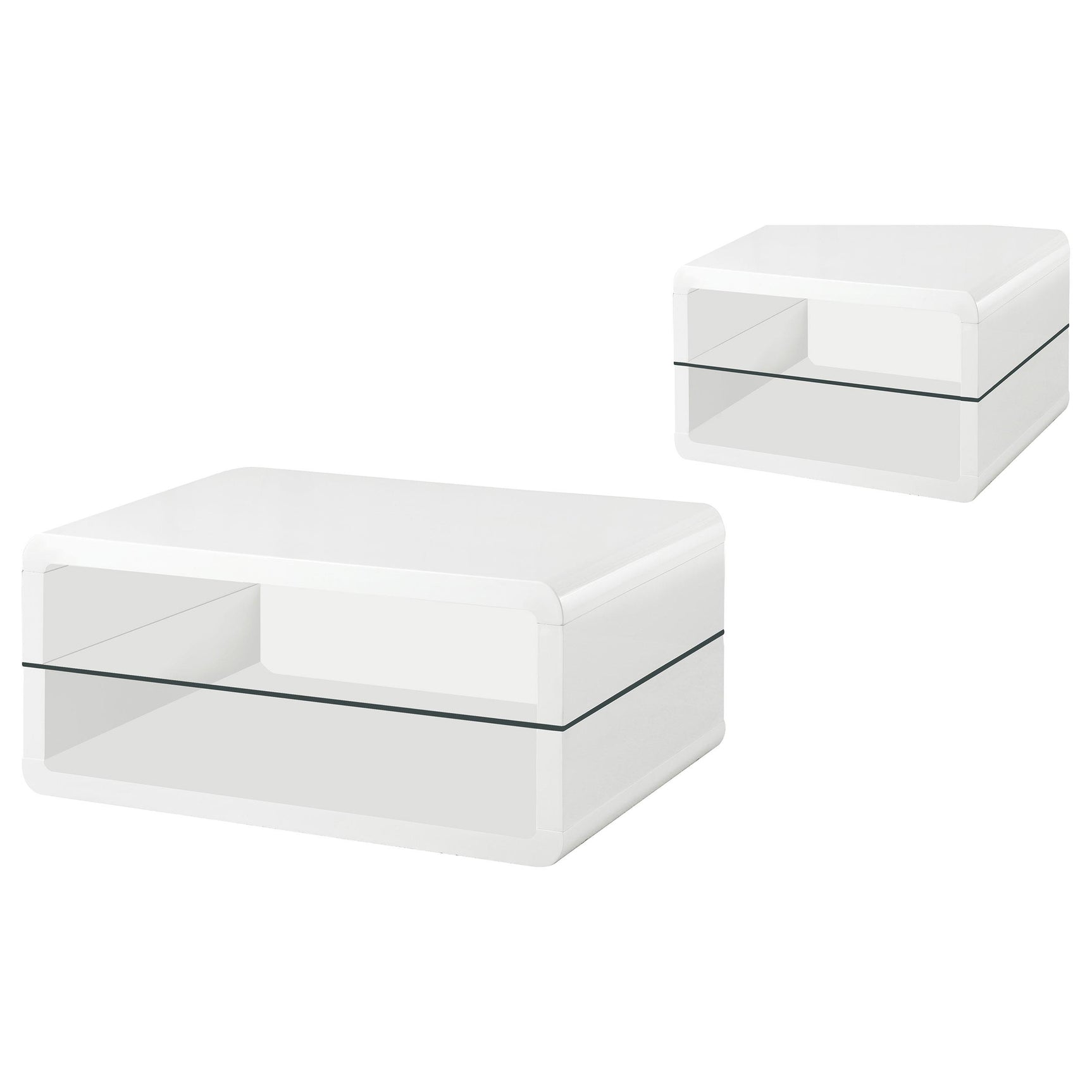 Elana White High Gloss 2-piece Coffee and End Table Set - Ornate Home