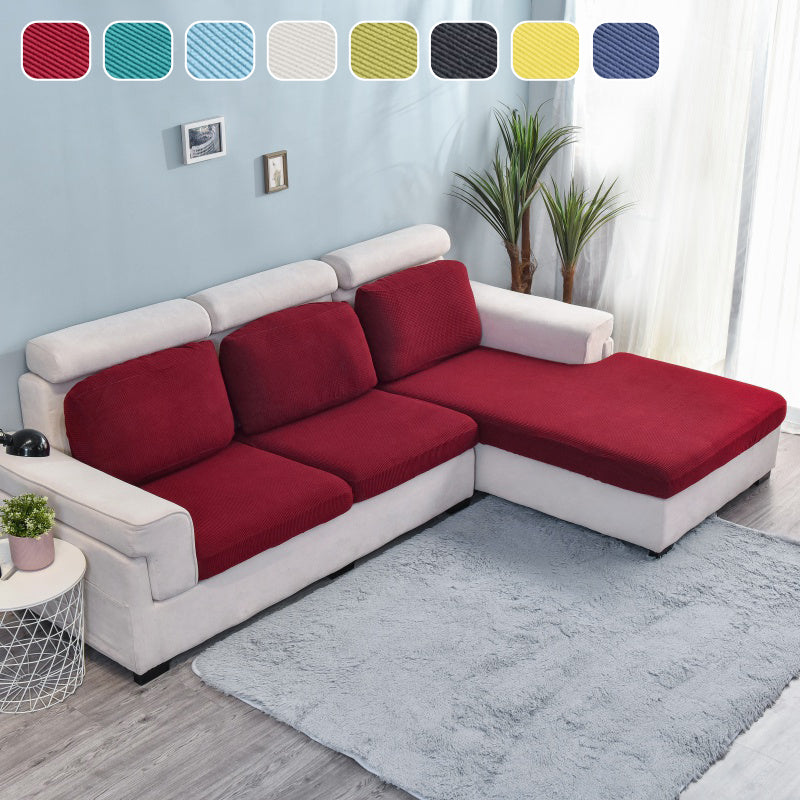 Elastic L-Shaped Sofa Slipcover for Living Room, Velvet Plush Couch Covers for Chaise Longue Seats - Ornate Home