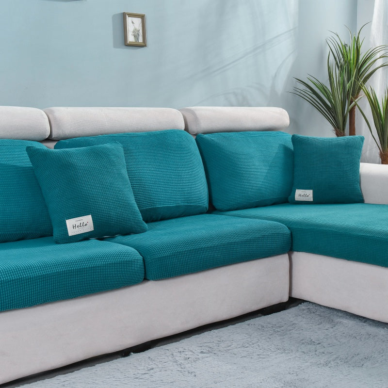 Elastic L-Shaped Sofa Slipcover for Living Room, Velvet Plush Couch Covers for Chaise Longue Seats - Ornate Home