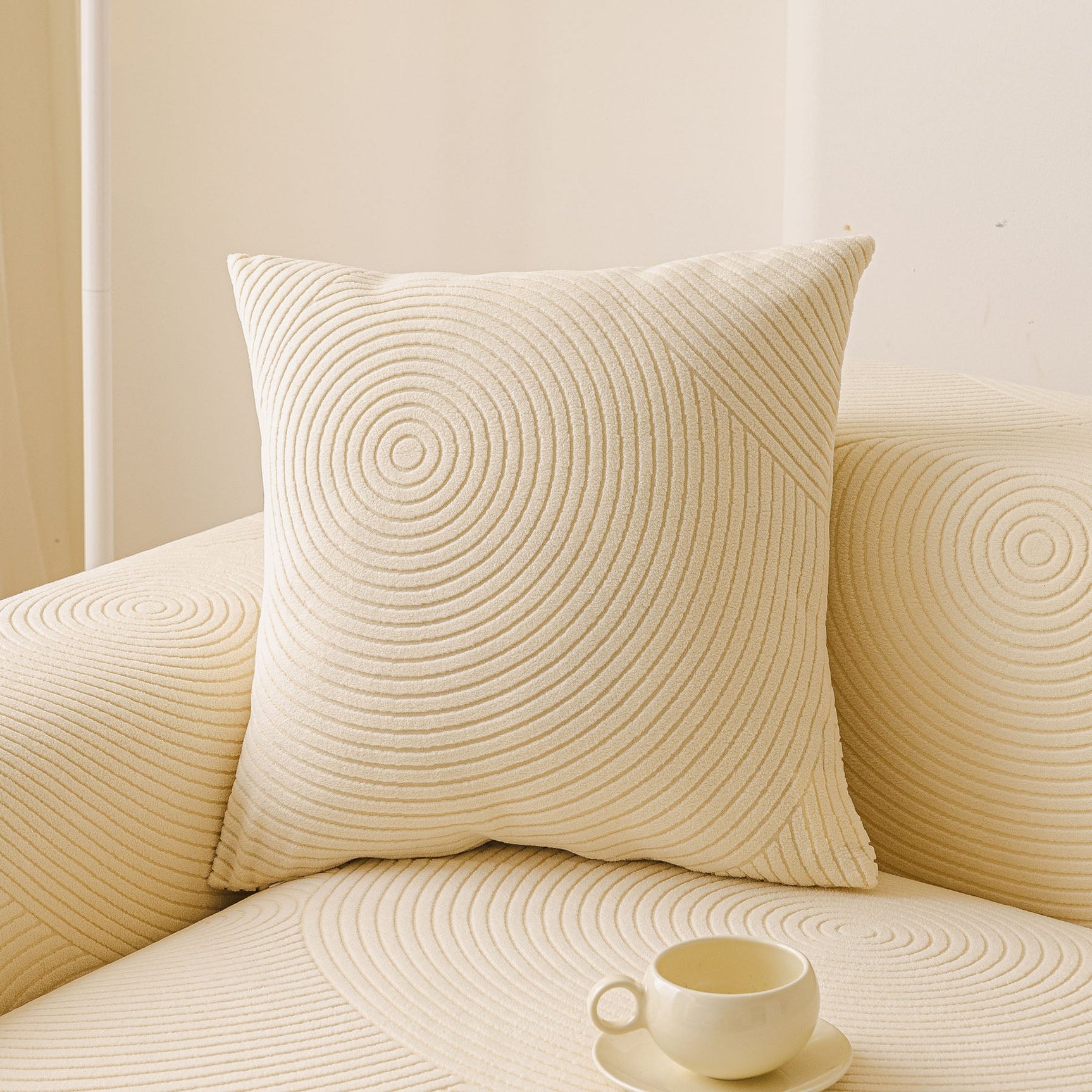 Elastic Stretch Sofa Cover Slipcover, Concentric Circle Jacquard Plush Couch Cover - Ornate Home