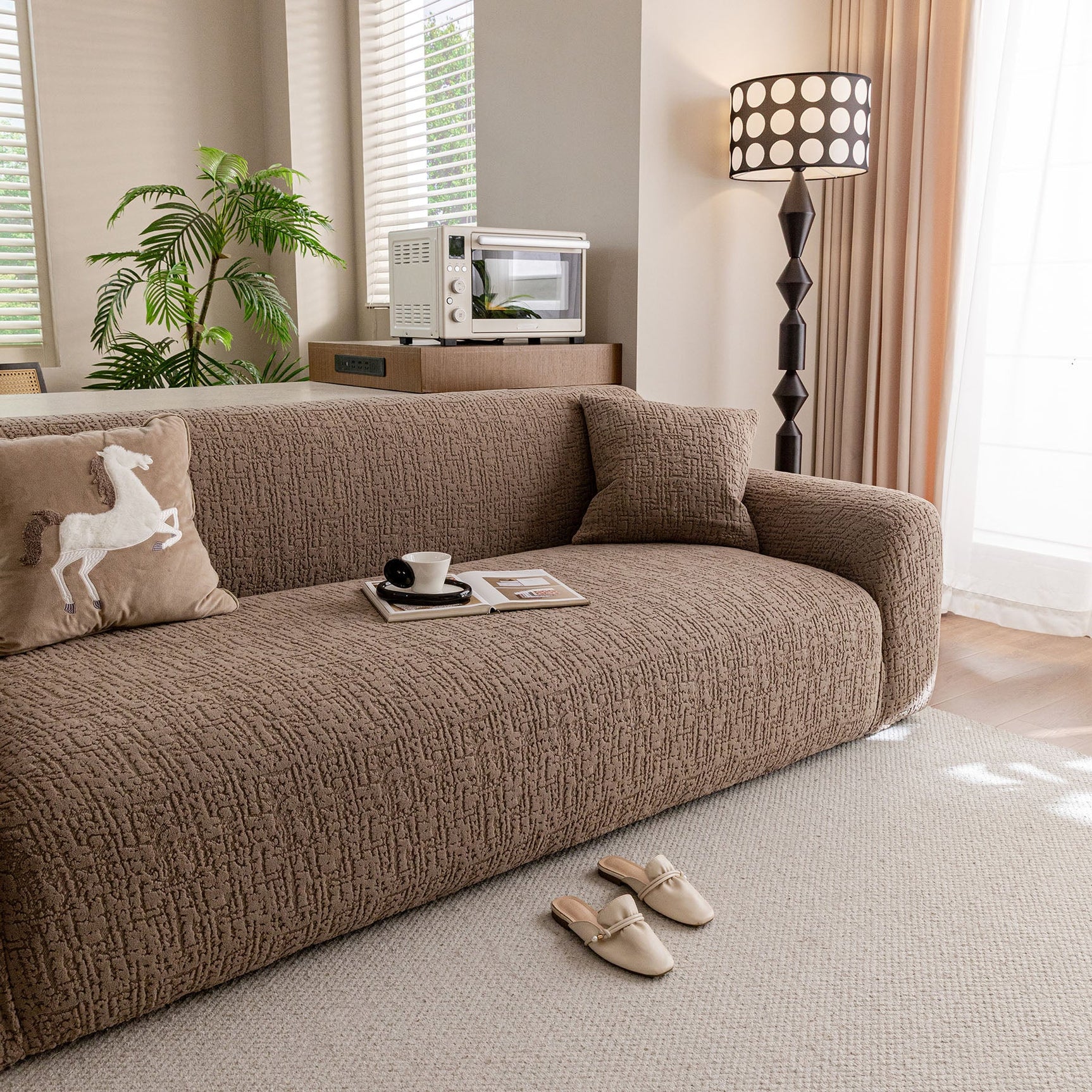 Elastic Stretch Sofa Cover Slipcover, Soft Plush Bubble Textured Jacquard Couch Cover - Ornate Home