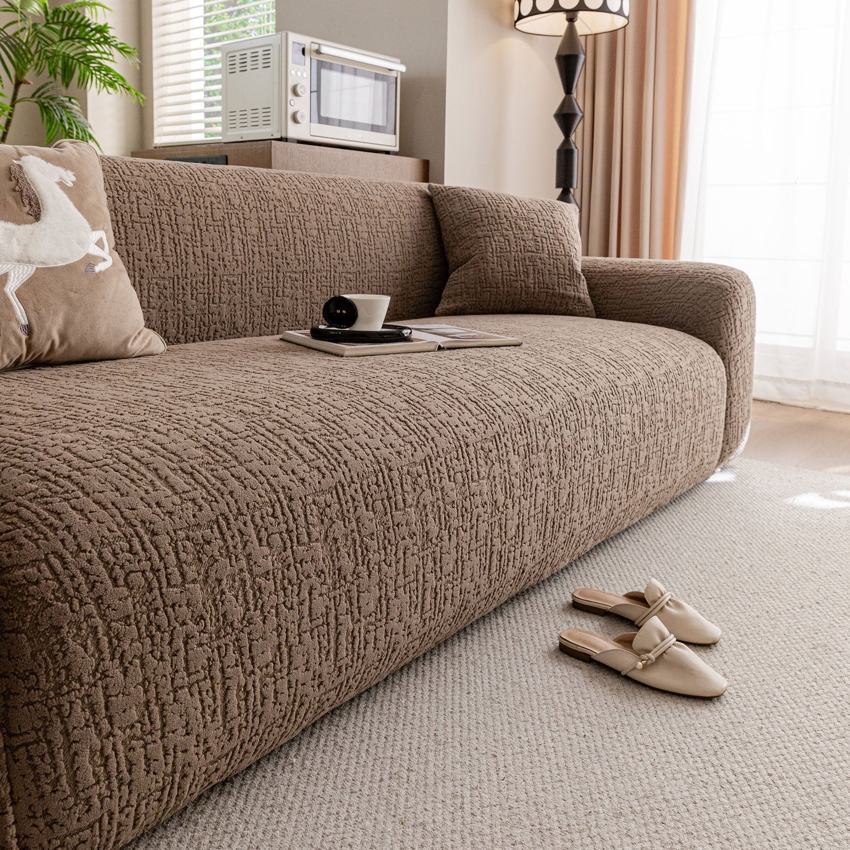 Elastic Stretch Sofa Cover Slipcover, Soft Plush Bubble Textured Jacquard Couch Cover - Ornate Home