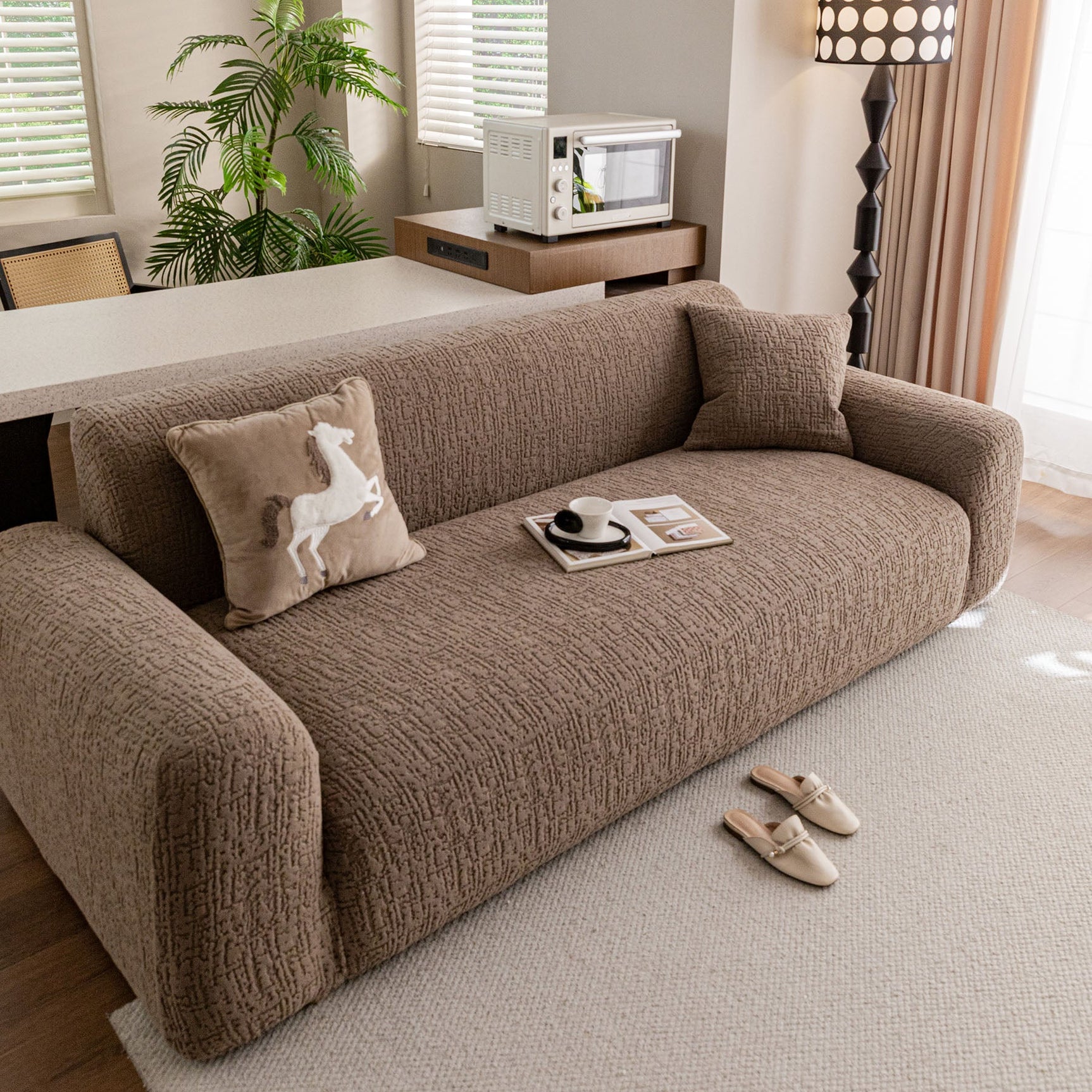 Elastic Stretch Sofa Cover Slipcover, Soft Plush Bubble Textured Jacquard Couch Cover - Ornate Home