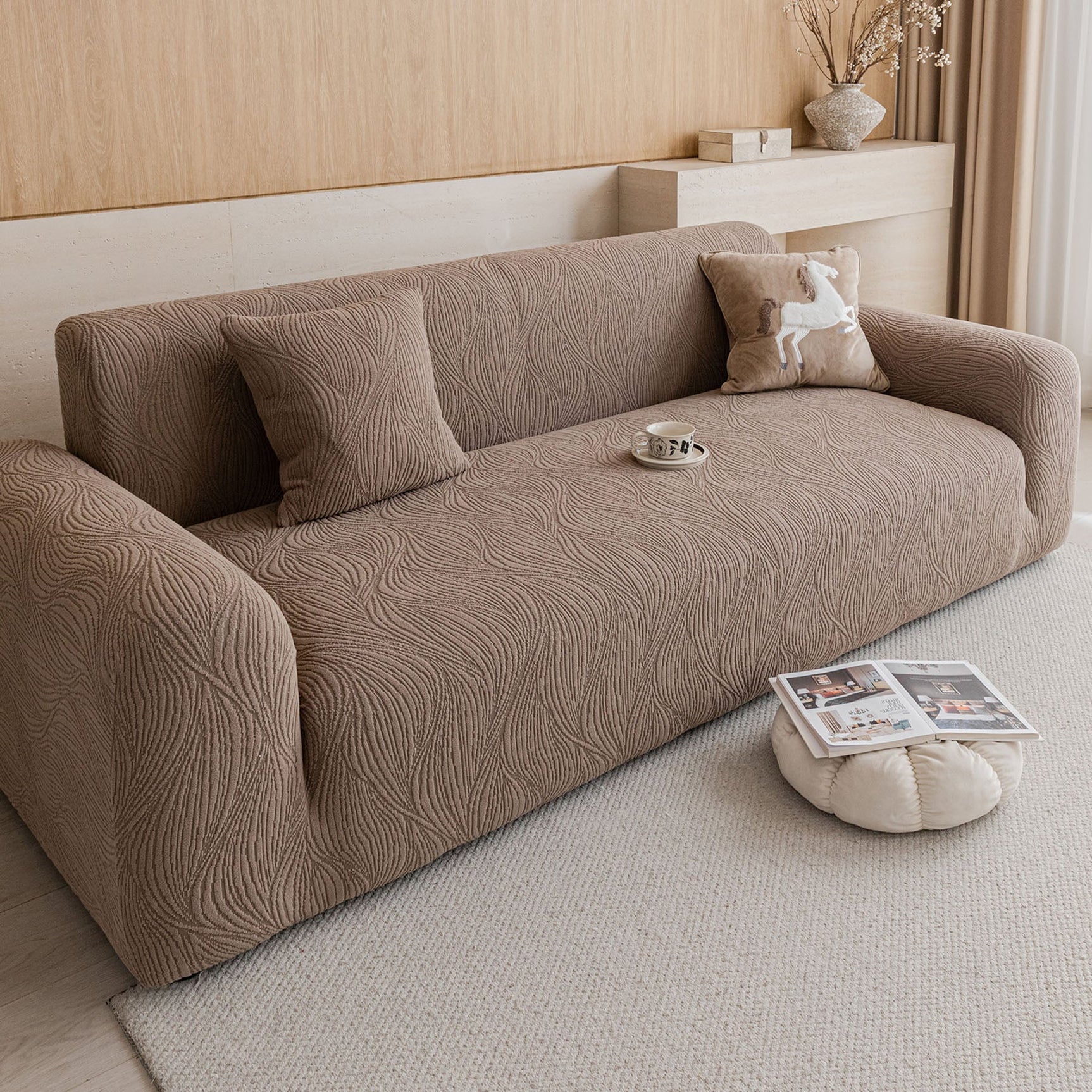 Elastic Stretch Sofa Cover Slipcover, Thick Plush Wavy Flowing Texture Couch Cover - Ornate Home