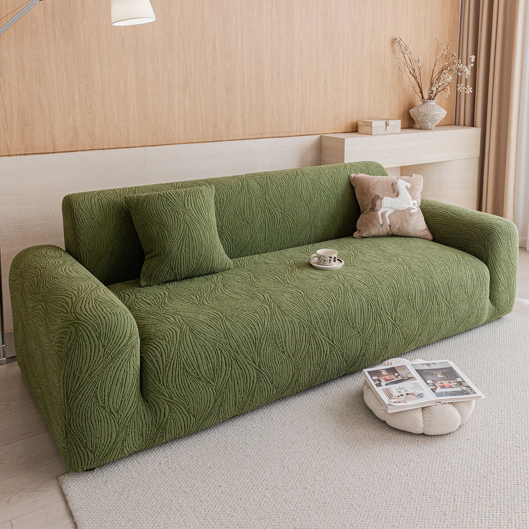 Elastic Stretch Sofa Cover Slipcover, Thick Plush Wavy Flowing Texture Couch Cover - Ornate Home