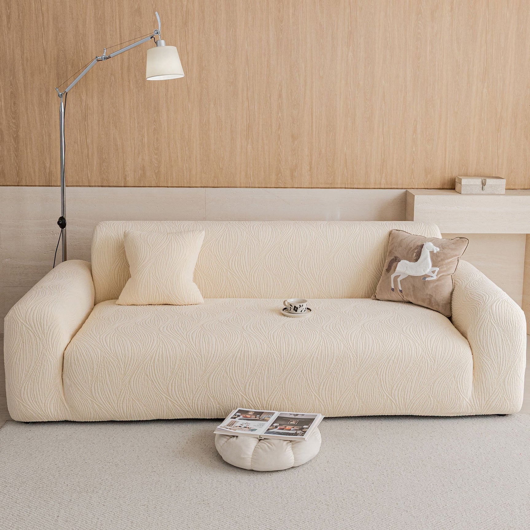 Elastic Stretch Sofa Cover Slipcover, Thick Plush Wavy Flowing Texture Couch Cover - Ornate Home