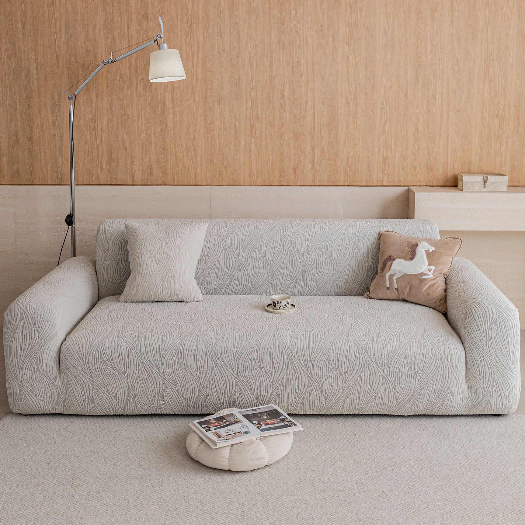 Elastic Stretch Sofa Cover Slipcover, Thick Plush Wavy Flowing Texture Couch Cover - Ornate Home