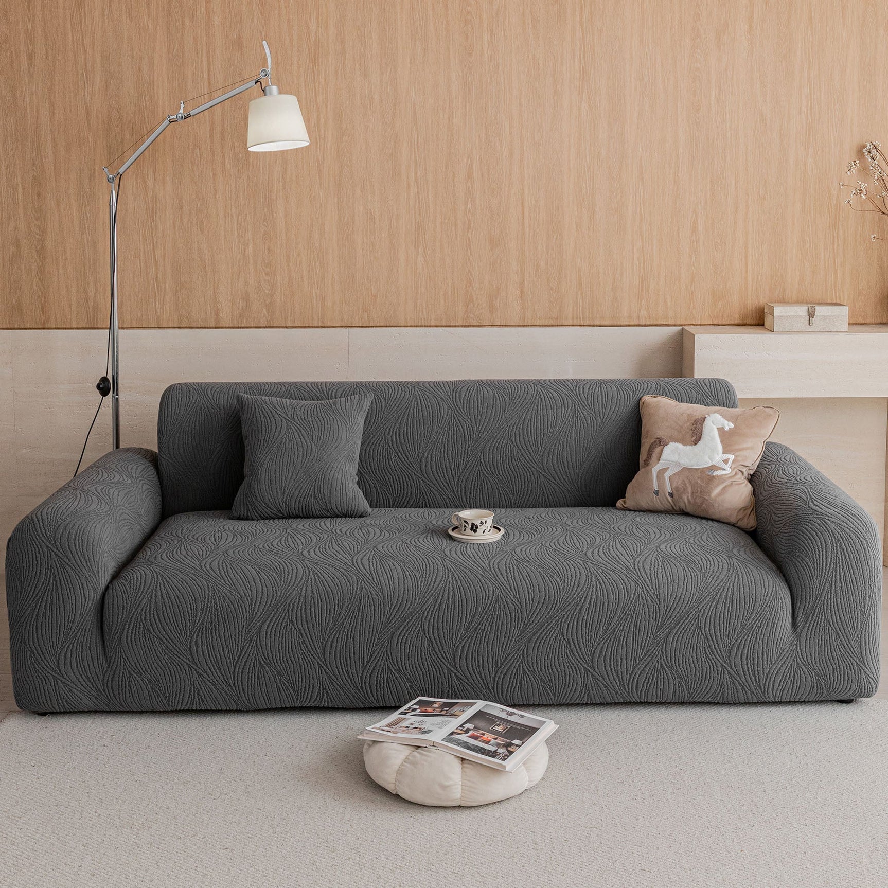 Elastic Stretch Sofa Cover Slipcover, Thick Plush Wavy Flowing Texture Couch Cover - Ornate Home